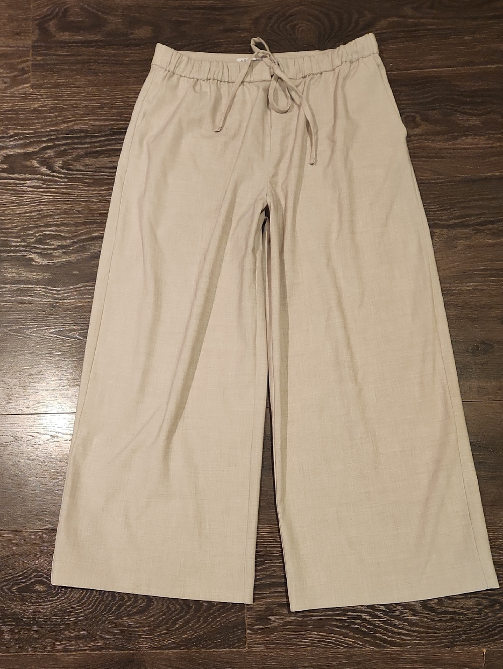 ❤ NWOT! ELIZABETH AND JAMES HIGH RISE WIDE LEG CROP PANTS, OATMEAL HEATHER, M - Picture 2 of 8